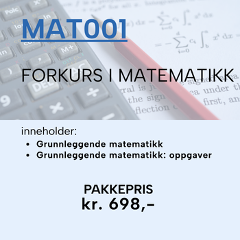 MAT001 Forkurs i matematikk | kr. 698,-